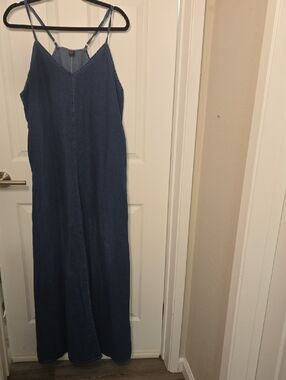 SHEIN Blue Denim Maxi Slip Dress